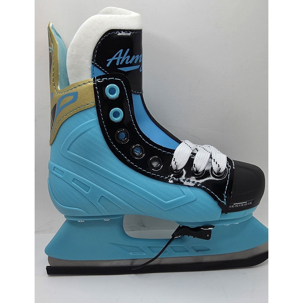 NEW in Box AhmyLion Adjustable Youth  Hockey Skates Blue Black Gold 10C-12.5C